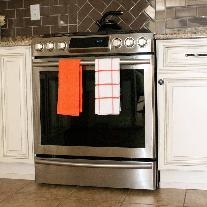 The Sloppy Chef Silvadur Cotton Kitchen Towels Windowpane Pattern - 4 Pack - 15x25