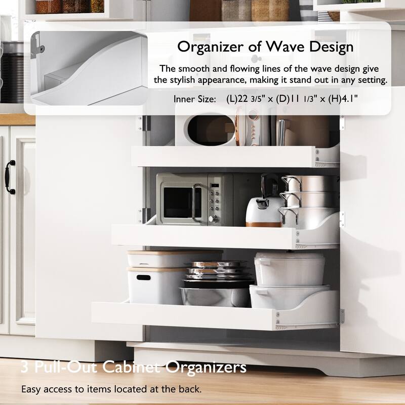 Roomfitters 71" Tall Kitchen Pantry Cabinet with 3 Pull-Out Organizers & 6 Door Shelves