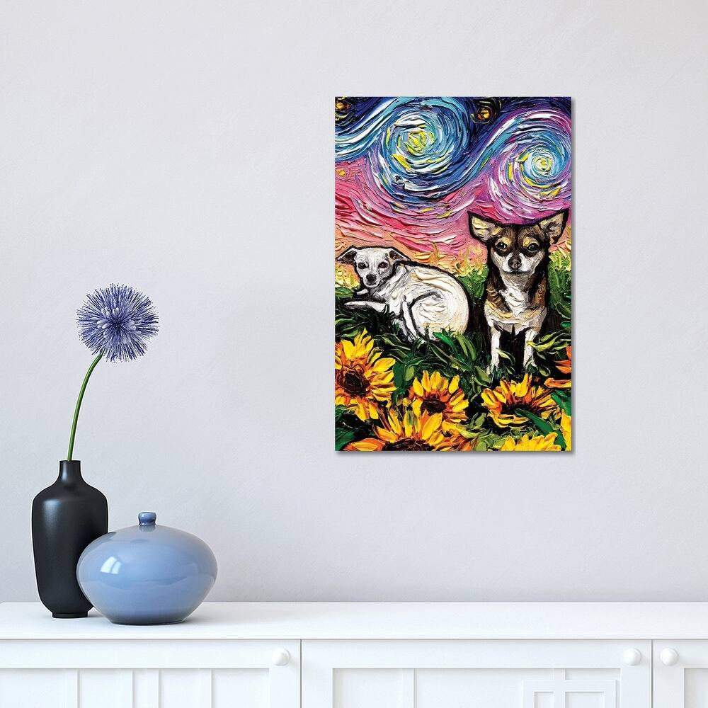 iCanvas "Two Chihuahuas Night" by Aja Trier Canvas Print