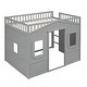 preview thumbnail 33 of 56, Full Size Solid Wood House Loft Bed with Ladder