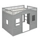 preview thumbnail 33 of 112, Solid Wood House Loft Bed with Ladder for Kids
