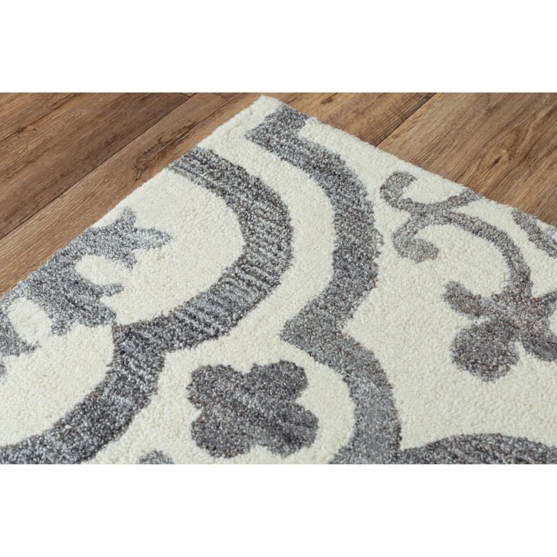 Alora Decor Neo Ivory and Grey Scrollwork Hand-tufted Wool Blend Rug