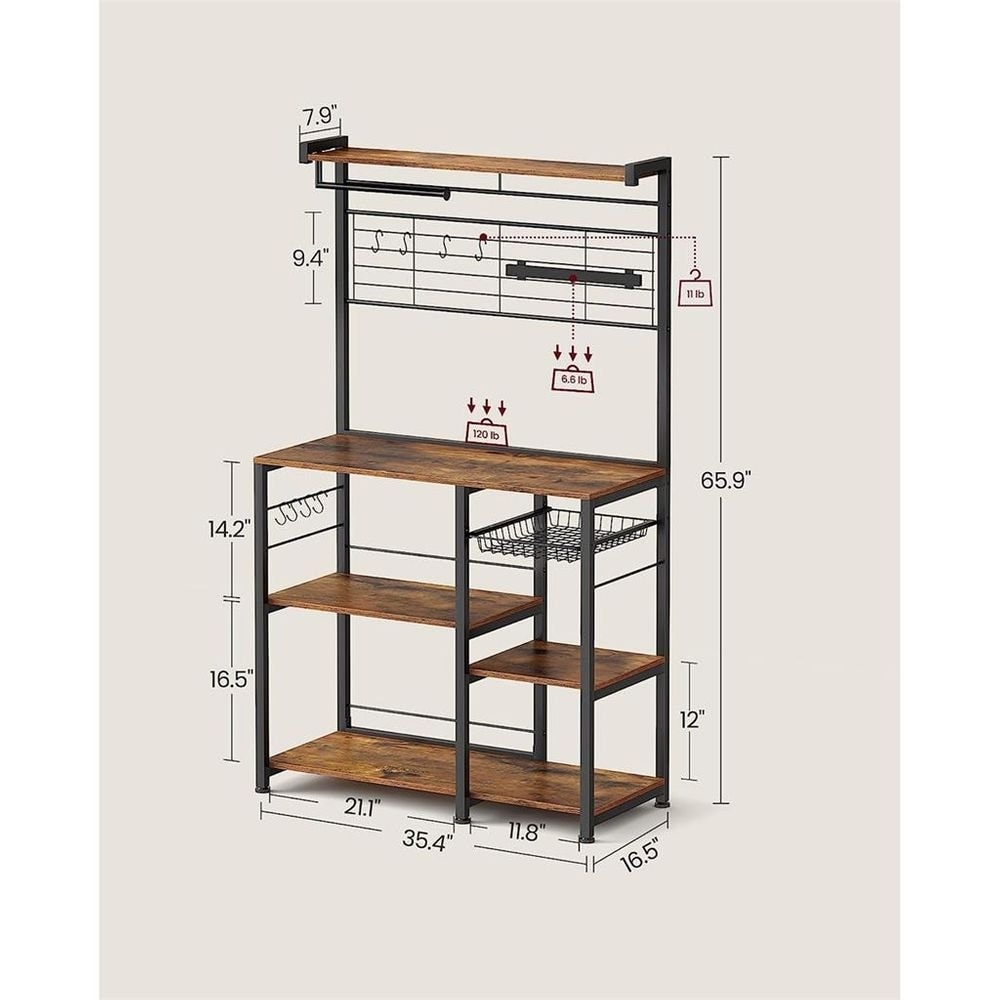 Cheflaud Rolling Kitchen Storage Cart Island with Large Open Shelves and Large Worktop, 3-Tier Kitchen Baker’s Rack with 10 Hooks, Stable Steel