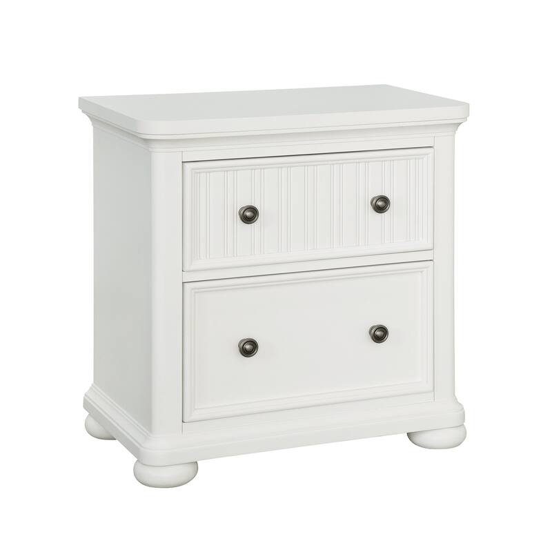 Savannah 2-Drawer Nightstand with USB - White Finish