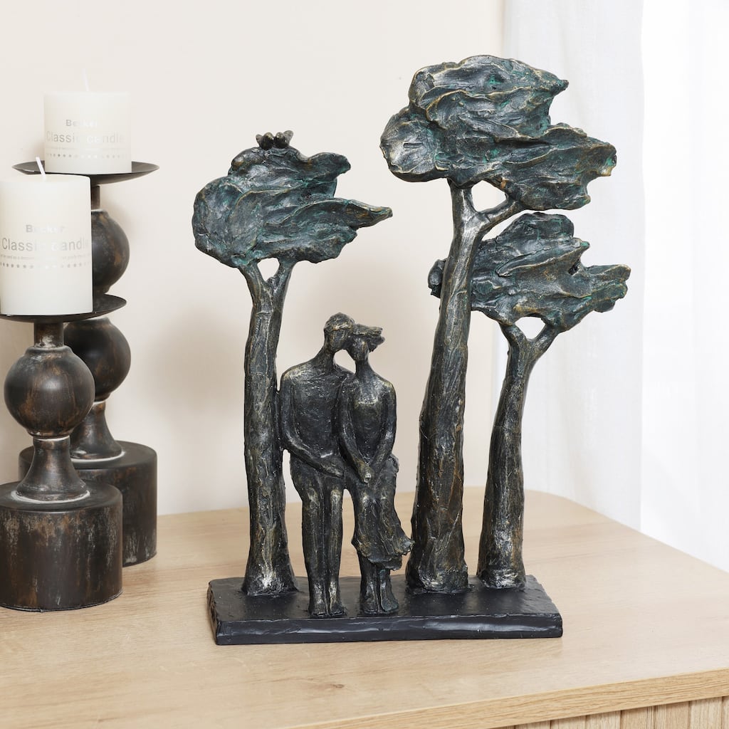 Resin Couple Love in the Park Statue Tabletop Decor