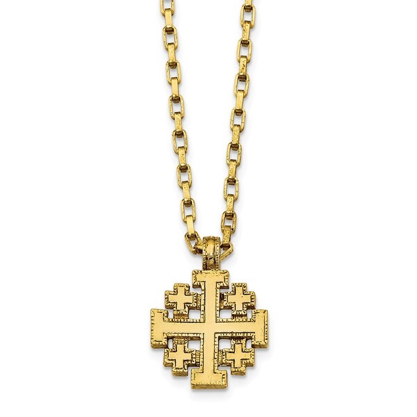 Shop 14k Gold IP Jerusalem Cross Necklace - 18in - Free Shipping On ...