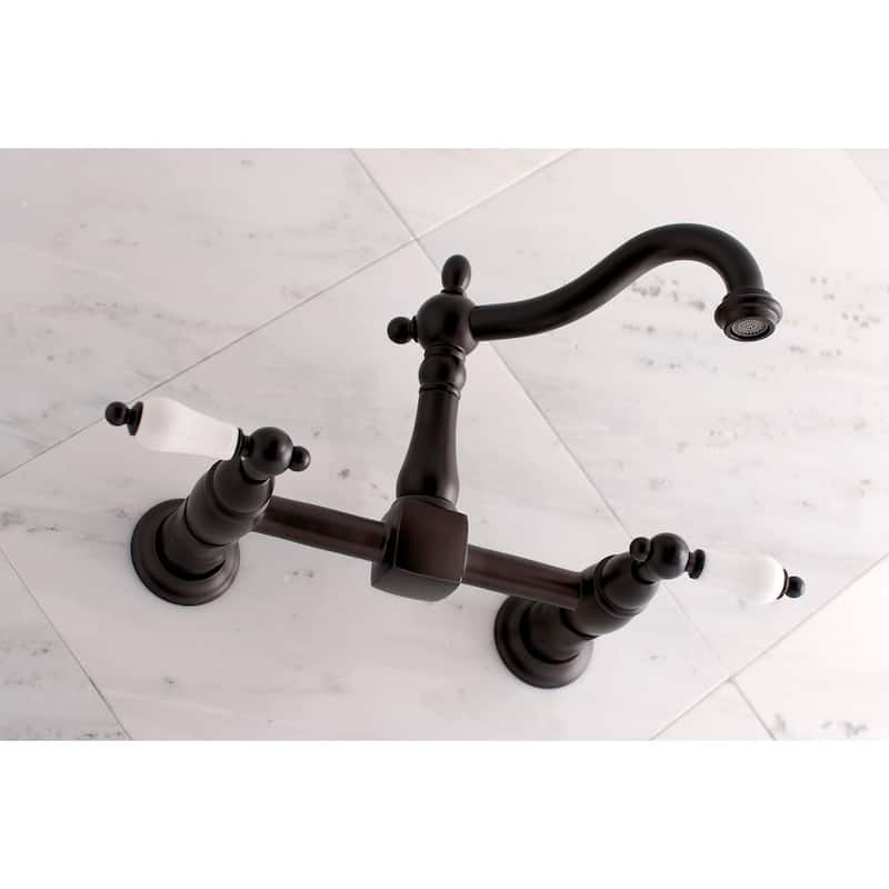 Kingston Brass Heritage 1.8 GPM Wall Mounted Bridge Kitchen Faucet