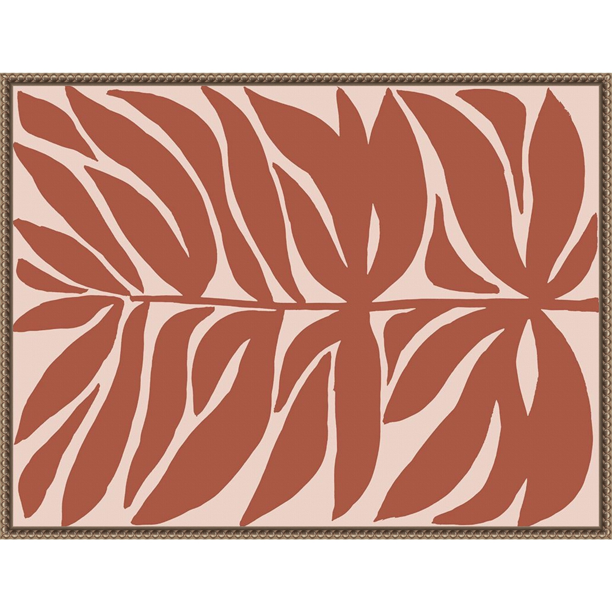 Terra Cotta Block Palms II by June Erica Vess Framed Canvas Wall Art Print - Sylvie Beaded Bronze