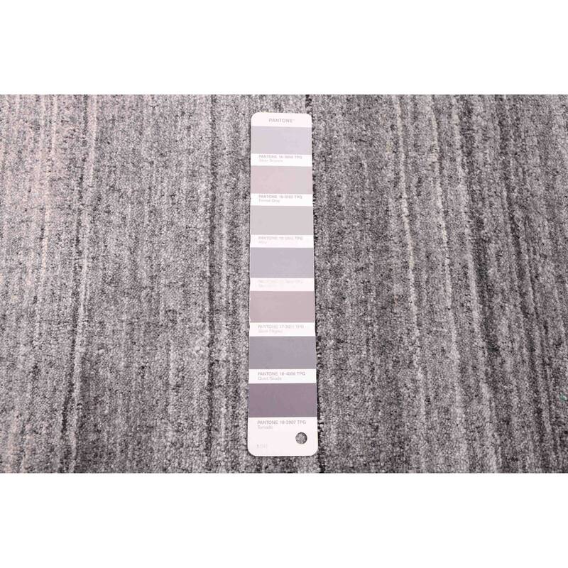 ECARPETGALLERY Hand Loomed Indo Gabbeh Grey Viscose, Wool Rug - 5'6 x 7'6