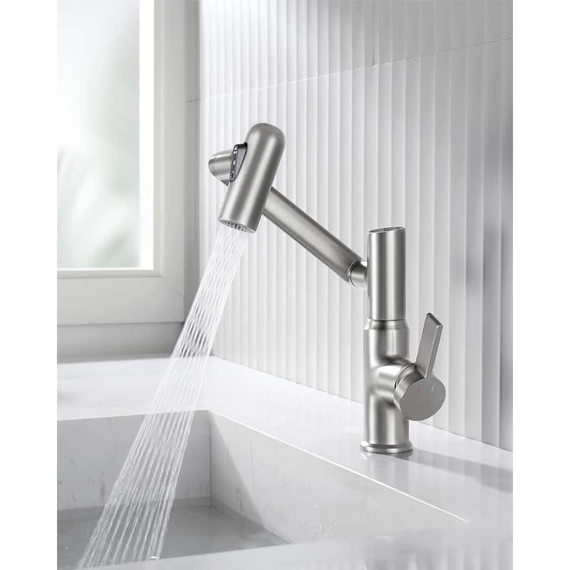 Lefton Rotatable Bathroom Faucet with Temperature Display in Fahrenheit (Batteries-Free), BF2204