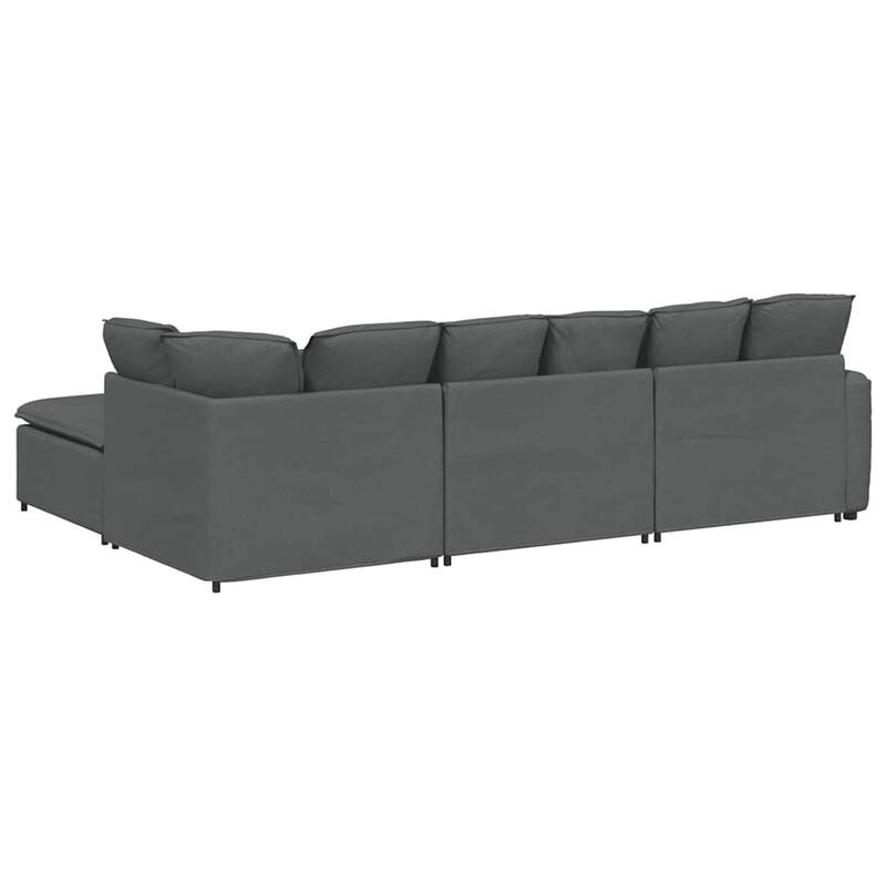 vidaXL Modular Sofa with Footstool&Cushions Fabric Dark Gray - 122.8" x 80.7" x 25.2"