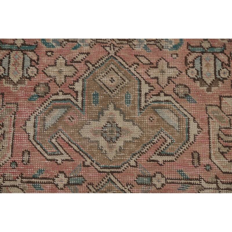Hand Knotted Oriental 100% Wool Carpet Traditional Medallion Pink Tabriz Area Rug - 9' 9'' X 6' 8''