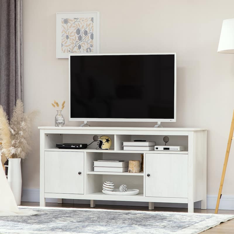 HOMCOM 65 Inch TV Stand with Storage, Media Cabinet TV Entertainment Center with Wooden Shelves and Doors for Living Room
