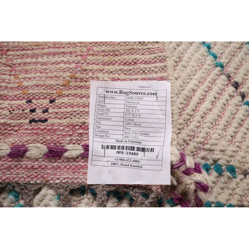 Trellis Moroccan Area Rug Hand-Knotted Tribal Wool Carpet - 5'8"x 9'7"