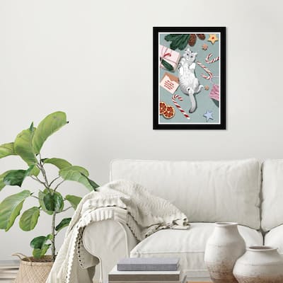 Wynwood Studio Prints Holiday and Seasonal Holiday Wishes Kitty Green and Modern & Contemporary Wall Art Canvas Print