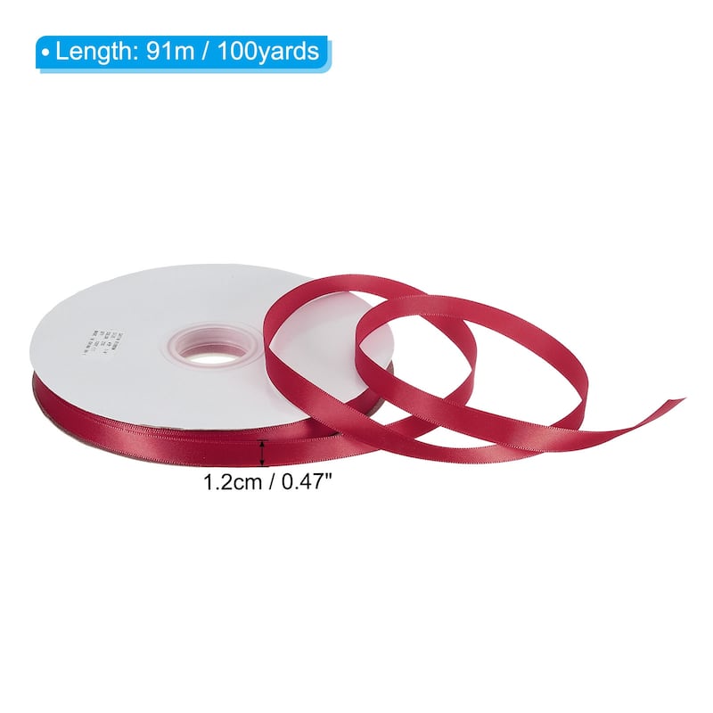 1/2" W x 100 Yards Polyester Satin Ribbon, for Craft - Wine Red