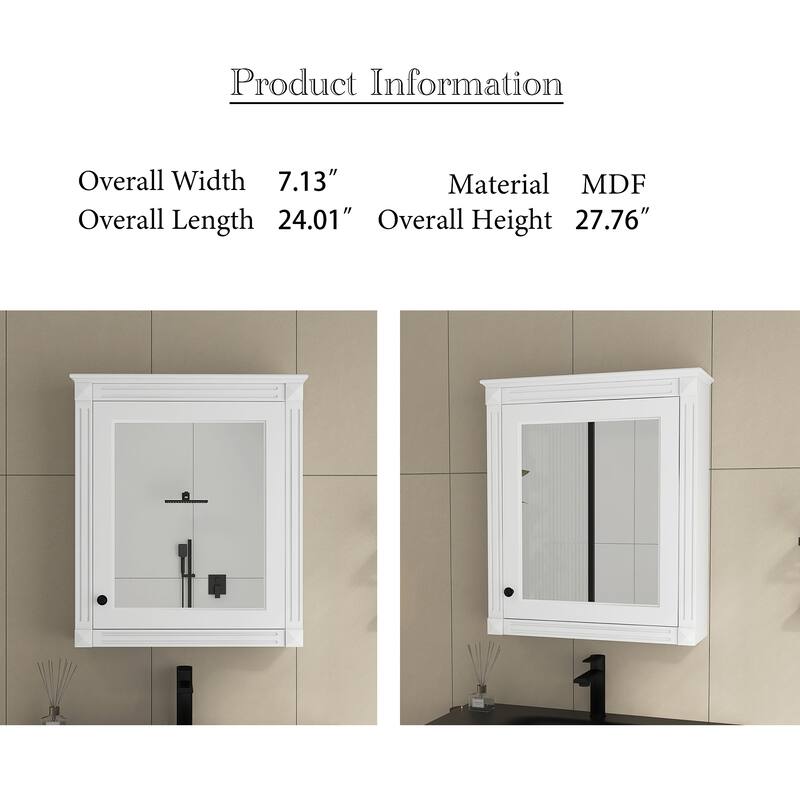 24'' x 27'' Wall Mounted Medicine Cabinet with Height Adjustable Shelf