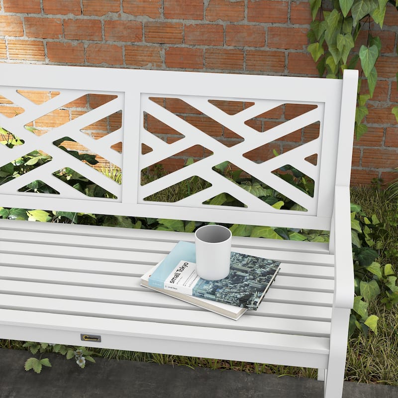 Outsunny 43.25" Outdoor Garden Bench, Wooden Bench, Poplar Slatted Frame Furniture for Patio, Park, Porch, Lawn
