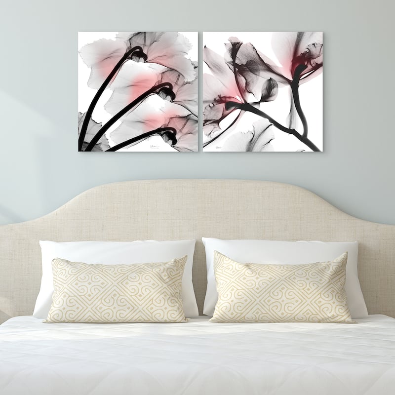 "Coral Luster 1&2" Frameless Free Floating Tempered Glass Panel Graphic Wall Art