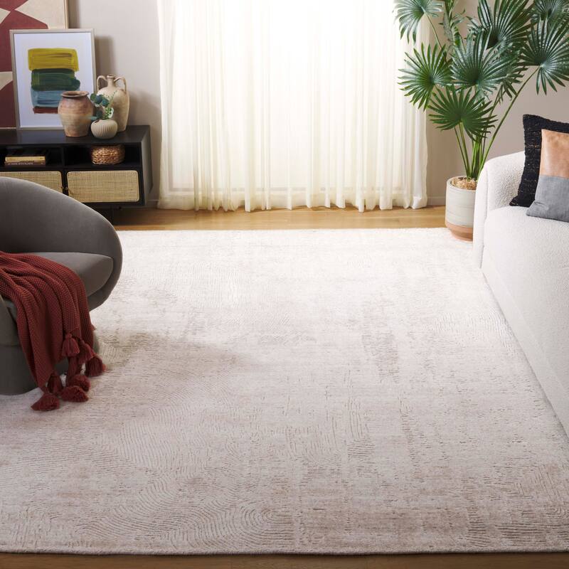 SAFAVIEH Handmade Mirage Olive Modern Abstract Wool & Viscose - 9' x 12' - Beige