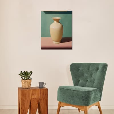 Wynwood Studio Canvas Floral and Botanical A vase Green and Beige Rustic Wall Art Canvas Print
