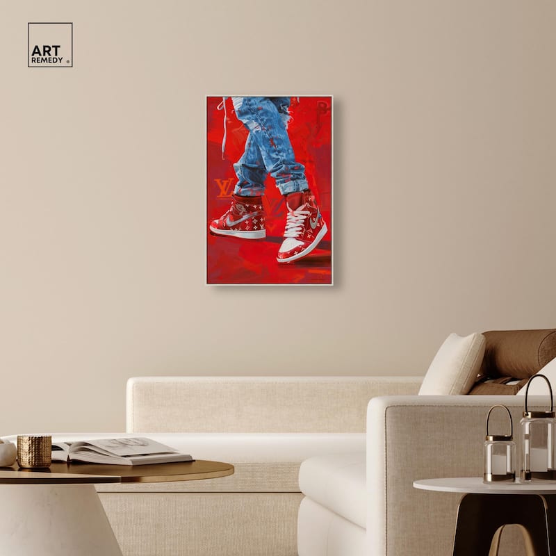 Bold Red Glam Sneakers Canvas by Art Remedy