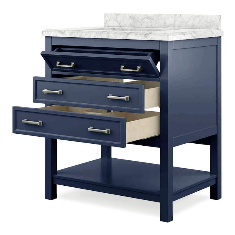 Furniture of America Anya 31" Single Bathroom Vanity with White Carrera Marble Top and Undermount Sink