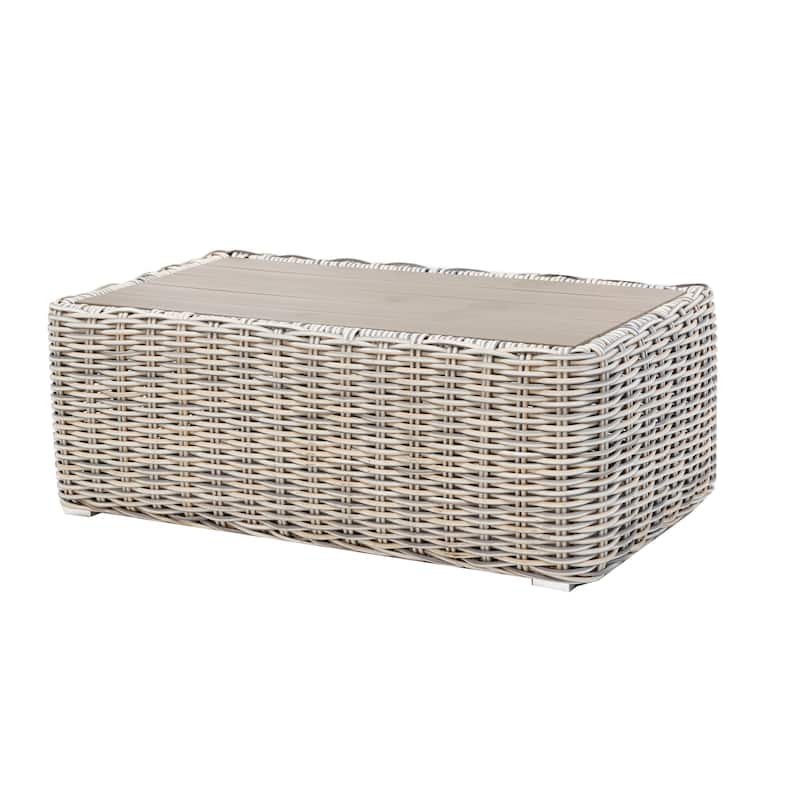 Hawaii Three-Tone Wicker Gray/Off White/Beige Coffee Table - Grey