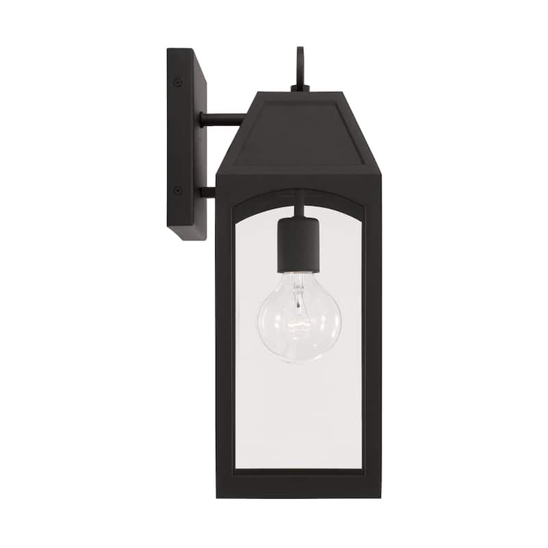 Burton Outdoor 1-light Black Small Wall Lantern w/ Clear Glass