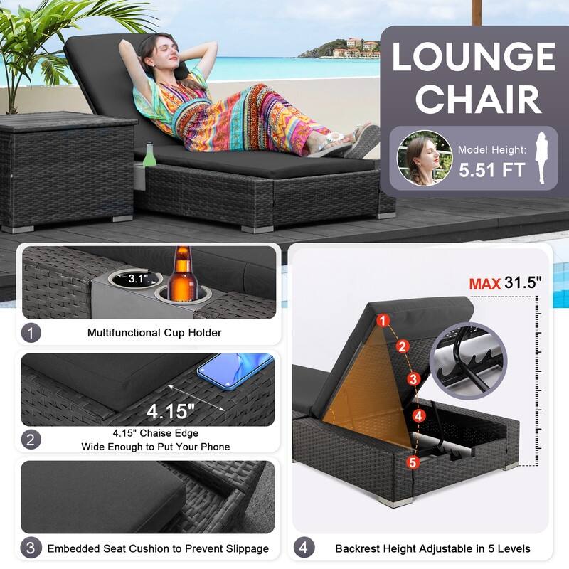 FINCATI 13-Piece Wicker Sectional Patio Conversation Set with 43" CSA Fire Pit, High-Back Deep Seating, Lounge Chaise, Dual Fuel