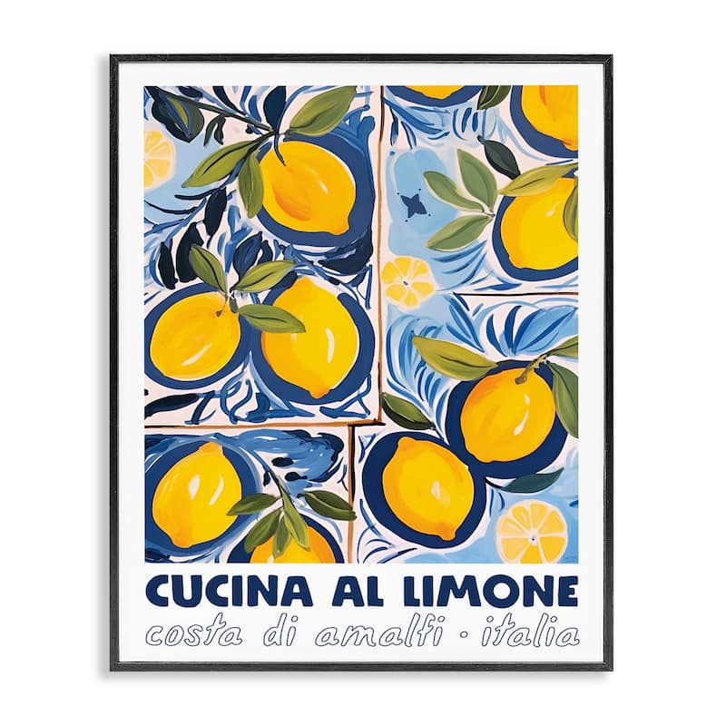 Stupell Bright Mediterranean Lemons Framed Giclee Art Design By Lux + Me Designs - 11 x 14 - Black