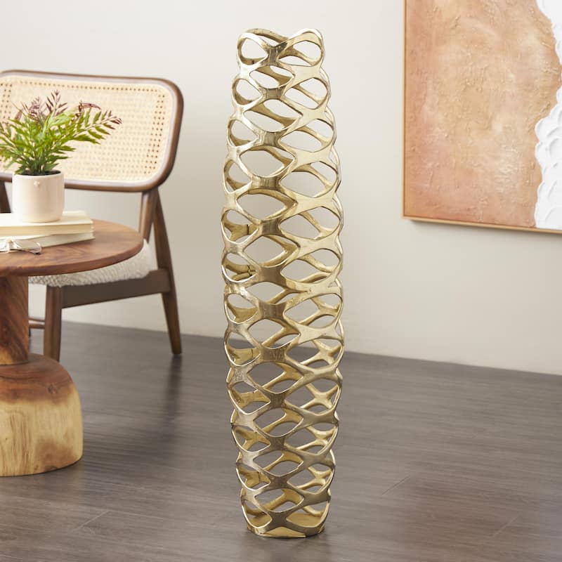 Aluminum Metal Geometric Tall Cutout Decorative Vase - Gold - Roche River Decor