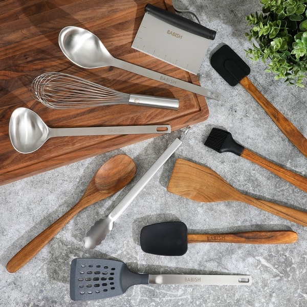 11 Piece Wood, Silicone, and Stainless Steel Tool Set