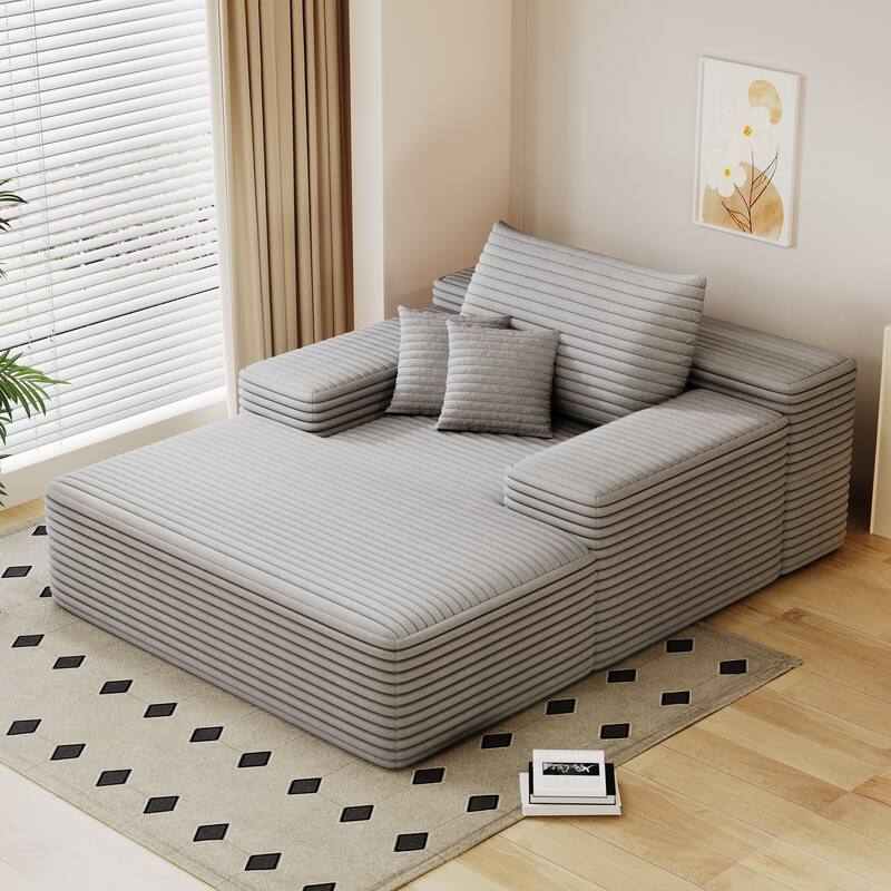 51.2″ Corduroy 2-Seater Cloud Sofa with 600 lb Capacity & Ergonomic Pillows, No Assembly