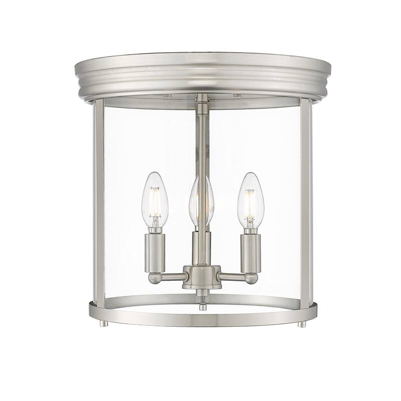 Z-Lite 742F13 Thayer 3 Light 13" Wide Flush Mount Ceiling Fixture - Brushed Nickel