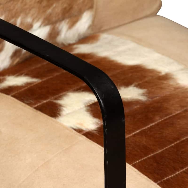 vidaXL Sofa Single Sofa Chair with Metal Frame for Living Room Genuine Leather - 23.6" x 25.2" x 29.1"