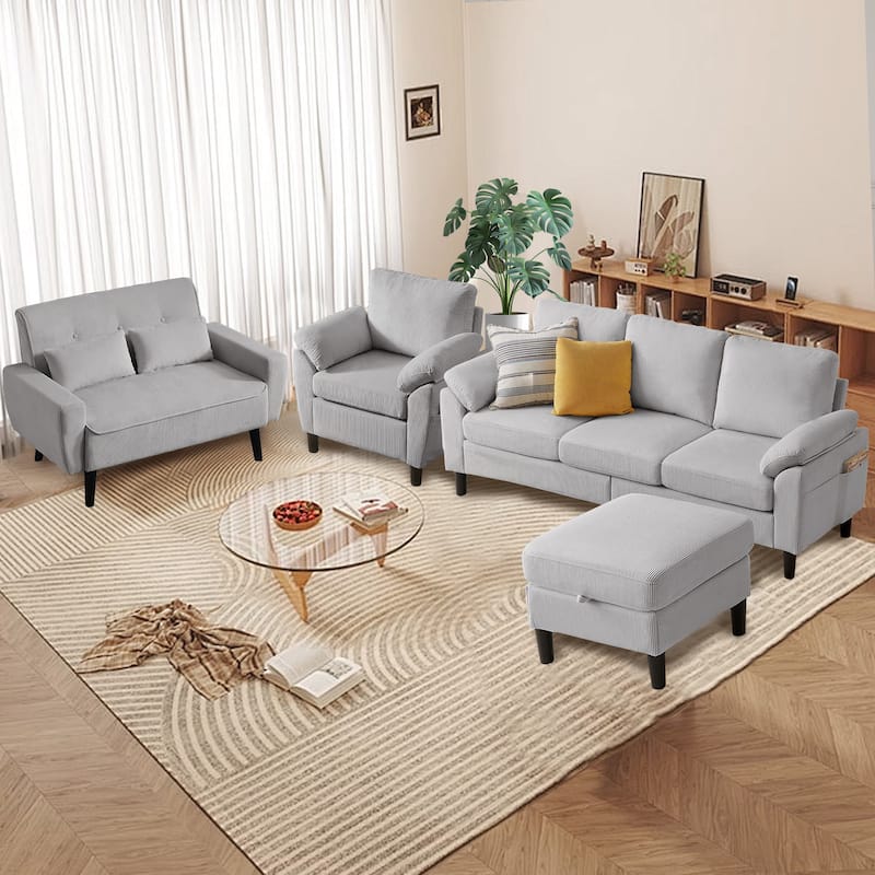 4-Piece Living Room Sectional Sofa Set with Loveseat and Chair