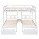preview thumbnail 8 of 7, Modern Pine Wood Frame Full Over Twin & Twin Bunk Bed, Wood Triple Bunk Bed with Drawers and Guardrails