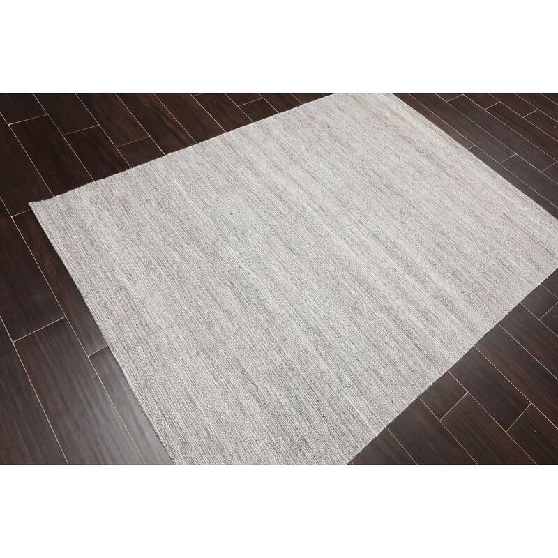 Hand Woven Silver,Gray Dhurry Wool Traditional Oriental Area Rug