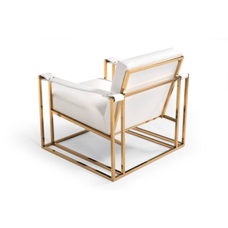 Modrest Larson Modern White Leatherette & Gold Accent Chair