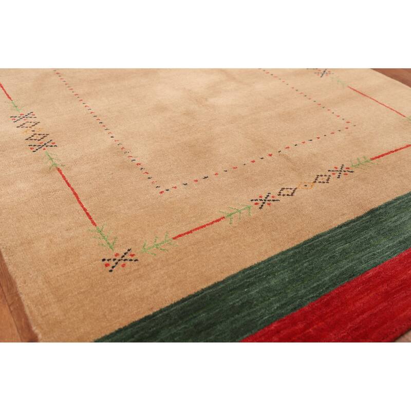 Striped Gabbeh Indian Foyer Rug Handmade Wool Carpet - 3'11"x 5'7"