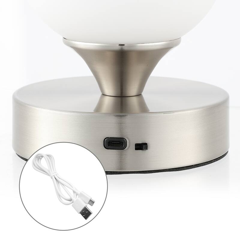 Owen 8" Bohemian Farmhouse Iron Wireless Rechargeable Integrated LED Table Lamp, Oil Rubbed Bronze/White by JONATHAN Y