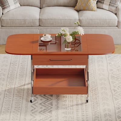 Modern Extended Coffee Table with Wheels