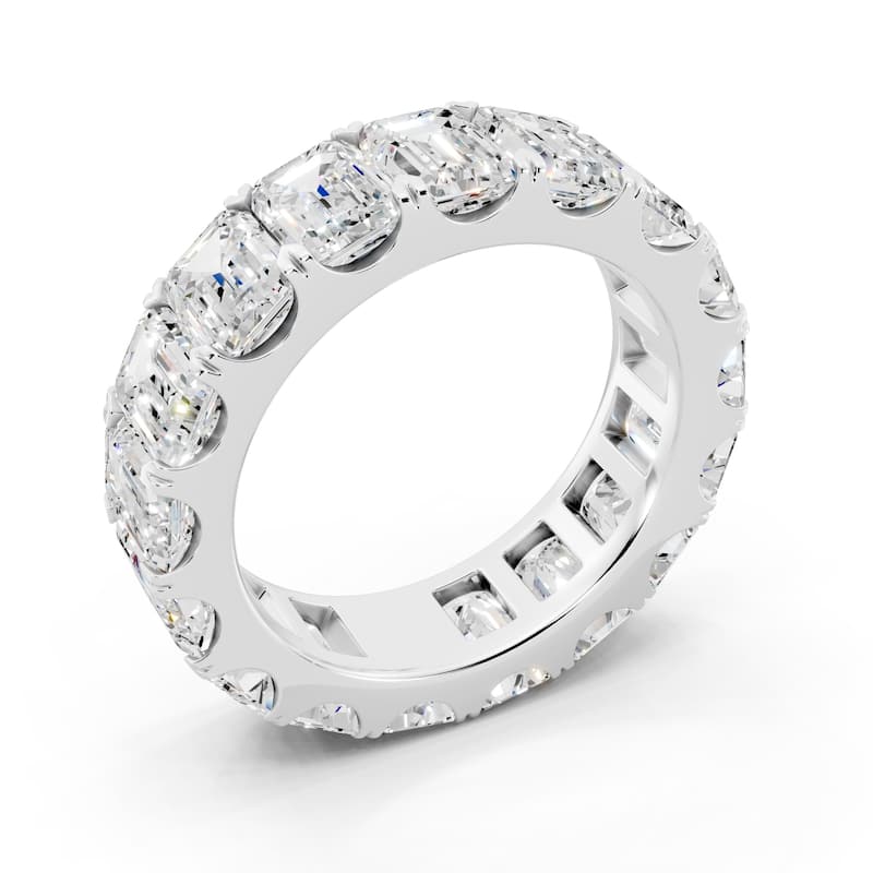 Auriya 14k Gold 7 1/2ctw Emerald Lab Grown Diamond Eternity Ring (E-F VS)