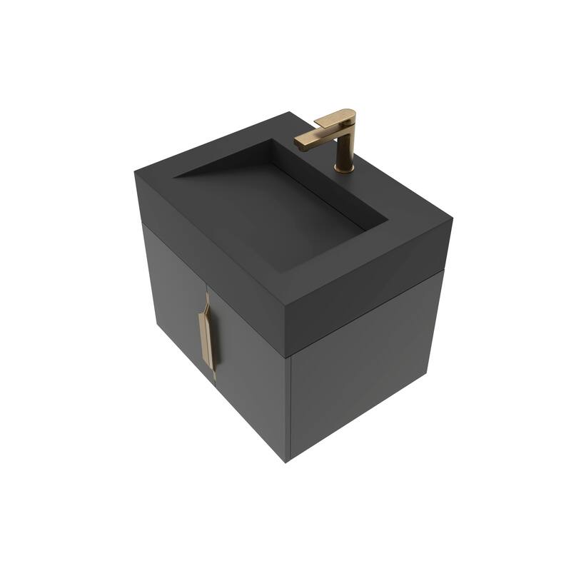 Nile 24-Inch Wall Mounted Bathroom Vanity Set w/ Black Top