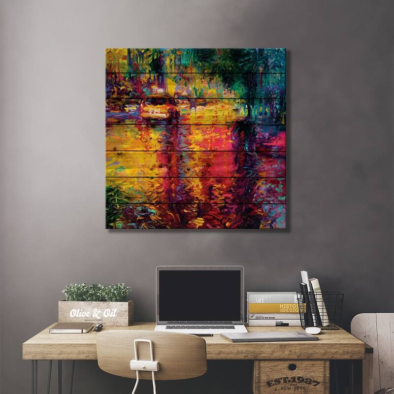 Taxi Jungle Print On Wood by Iris Scott - Multi-Color