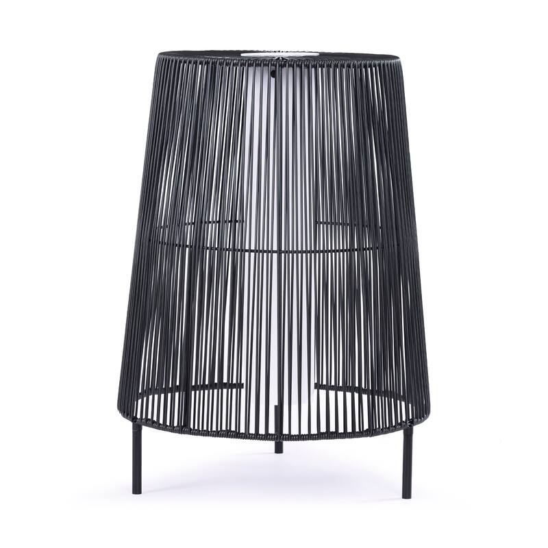 2-Pack Outdoor Rattan Solar Light Patio Floor Lamp