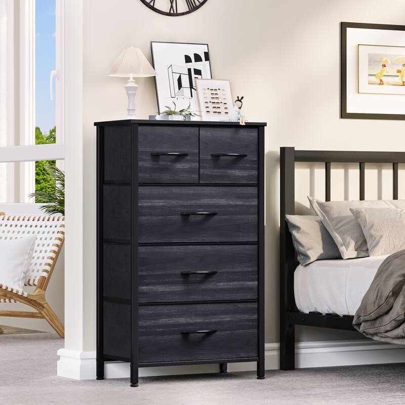 Modern Wide Dresser Storage Tower with 5 Drawers