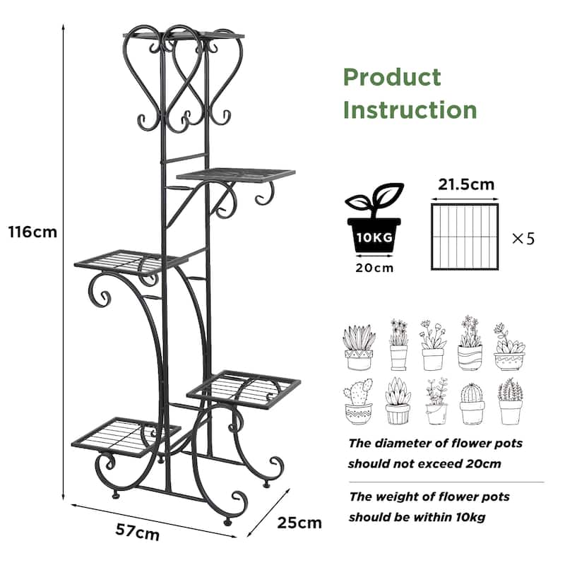 5 Tier Plant Pot Stand Display Shelf High Low Flower Shelves