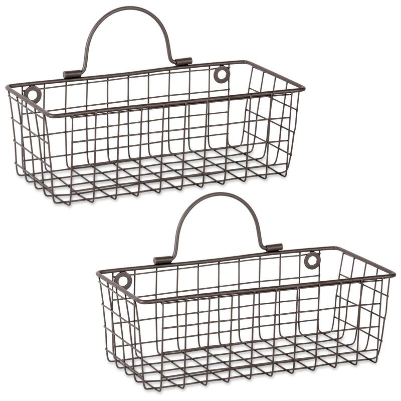 Set of 2 Bronze Multi-purpose Wall Mount Basket and Holder 11.80"